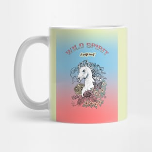 Wild Spirit and Gentle Heart - White Horse and Flowers Mug